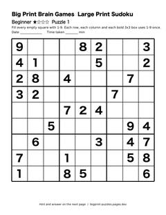 Large print sudoku
