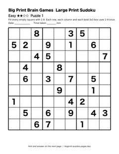 Easy large print sudoku puzzle 1