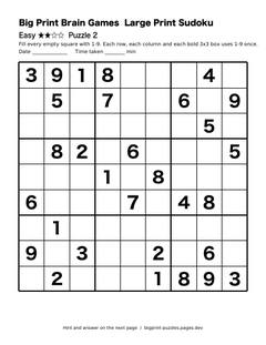 Easy large print sudoku puzzle 2