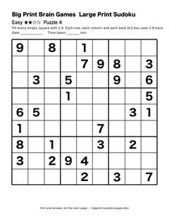 Easy large print sudoku puzzle 4