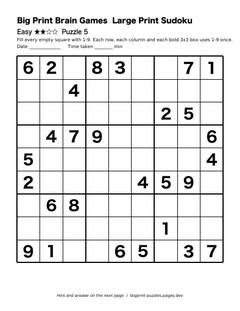 Easy large print sudoku puzzle 5