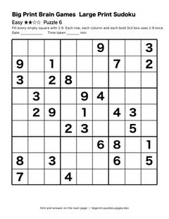 Easy large print sudoku puzzle 6