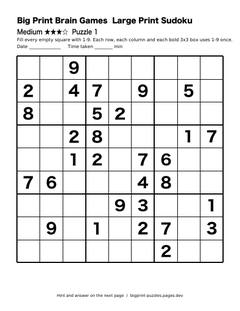 Medium large print sudoku puzzle 1