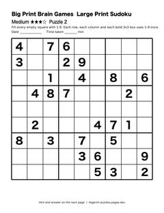 Medium large print sudoku puzzle 2