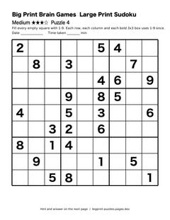 Medium large print sudoku puzzle 4