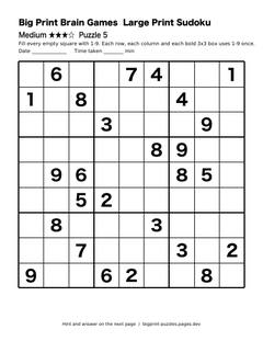 Medium large print sudoku puzzle 5