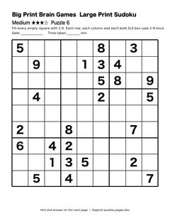 Medium large print sudoku puzzle 6