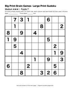 Medium large print sudoku puzzle 7