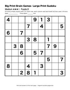 Medium large print sudoku puzzle 8