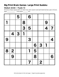 Medium large print sudoku puzzle 10