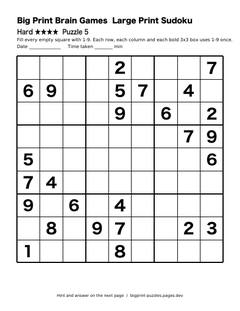 Hard large print sudoku puzzle 5