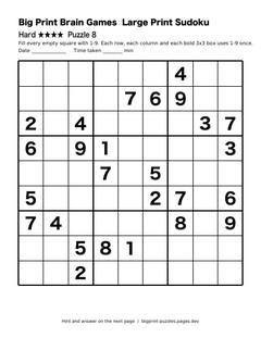 Hard large print sudoku puzzle 8
